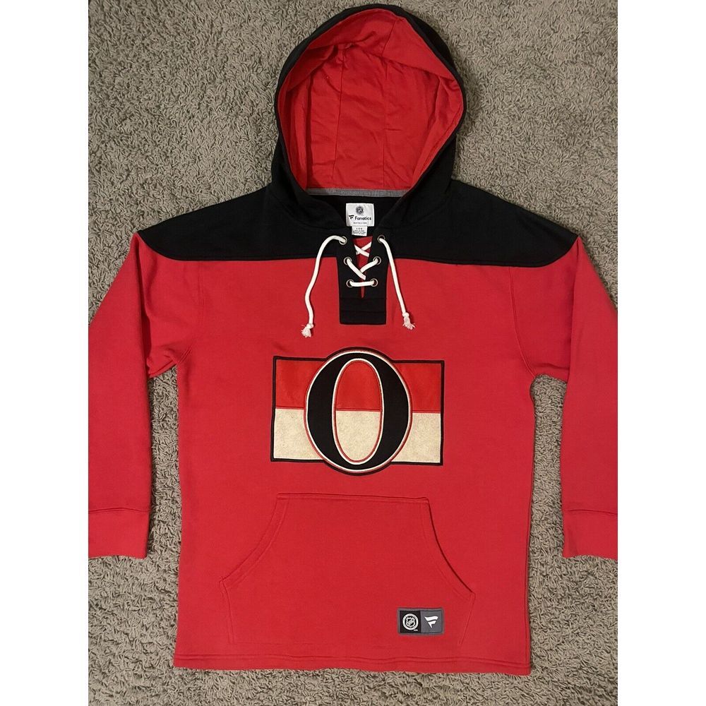 Fanatic Men's Ottawa Senators Lace‎ Up Hoodie Sweatshirt Red Black Size Large